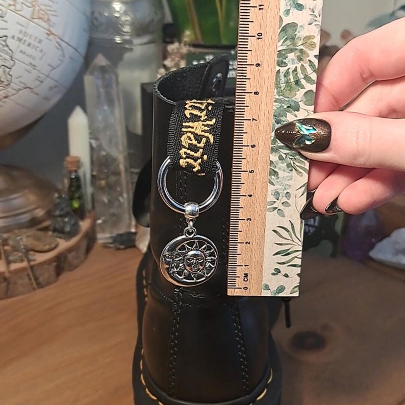 Silver Celestial Moon Boot Charms. 25mm charm clip on boot accessories. Witchy shoe accessories. Boot decorations. whimsical whimsigoth alt. image 3