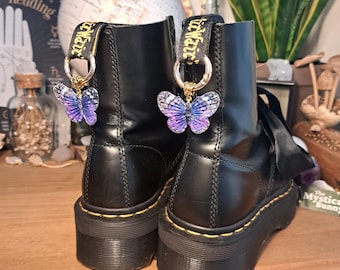 Purple Butterfly Boot Charms. Silver or Gold, 30x40mm charm, clip on boot shoe accessories. Boot decorations. Fairycore whimsical witchy