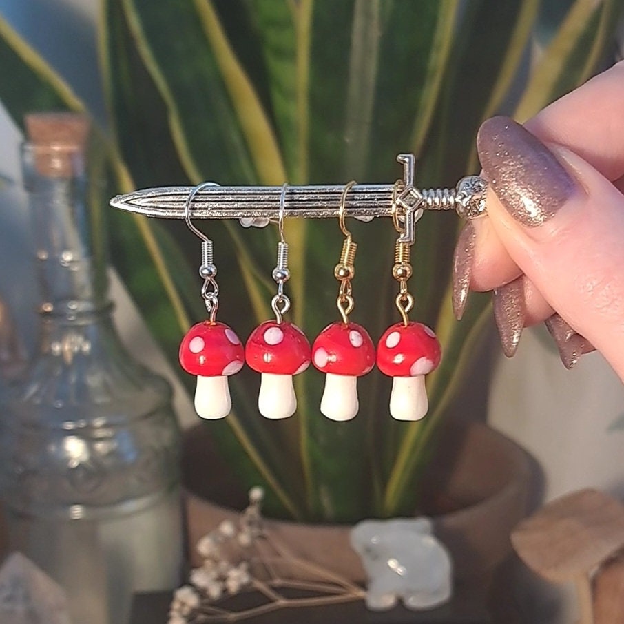 Silver Mushroom Earrings