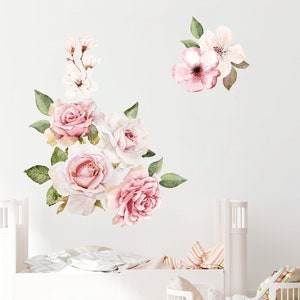 Adesivo murale a forma di fiore, Adesivo murale per cameretta dei bambini, Adesivi floreali ad acquerello, Decorazione per cameretta delle bambine, Adesivo murale per bambini, Adesivi murali floreali