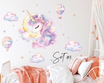 Unicorn wall decal, Rainbow nursery wall sticker, Fairy wall decor, Baby girl room decor