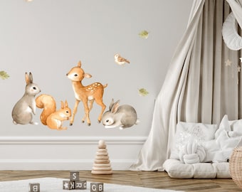 Forest animals Nursery wall decal, Watercolor animals Wall stickers, Woodland wall art, Wall decal for kids