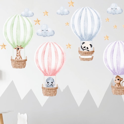 Hot Air Balloon Nursery Wall Decal Wall Stickers Watercolor Etsy