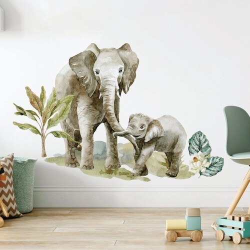 Safari Animals Nursery Wall Decal Jungle Animals Tropical Etsy