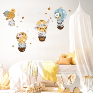 Hot air balloon Wall decal, Nursery wall decal, Watercolor Hot air balloon wall sticker, Air balloon wall art, Personalised Name Kids room