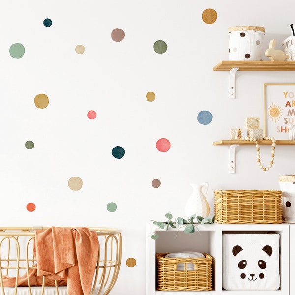 Polka Dot Wandtattoo, Kinderzimmer Wandtattoo, Regenbogen Wandaufkleber, Unregelmäßige Tupfen, Neutral Wandtattoo, Boho Kinderzimmer