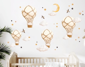 Hot Air Balloon Nursery wall decal, Watercolor Hot Air Balloons wall stickers, Kids wall decal, Air balloon wall art