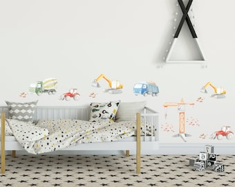 Cars wall decal, Nursery wall decal, Cars wall sticker, Construction trucks, Boys room decal, Kids room, Vehicle sticker, Truck wall decal