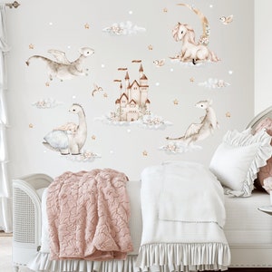 Fairy Nursery Wall Decal, Unicorn wall sticker, Princess Wall Decor, Baby girl room decor