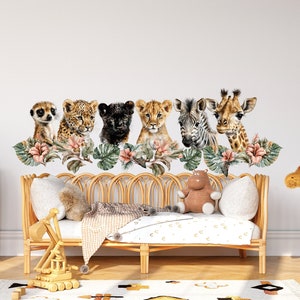Safari Tiere Wandtattoo, Kinderzimmer Wandtattoo, Dschungel Tiere, Tropische Wandaufkleber, Wandtattoo Kinderzimmer, Wilde Aquarell Tiere