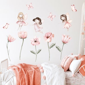 Fairy Nursery Wall Decal Princess wall sticker Flower wall decor Girls Room Wall Art