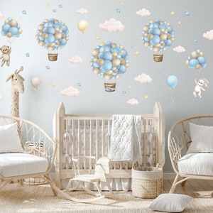 Kid's Hot Air Balloons Adventures Wall Decals Colorful Self Adhesive R –
