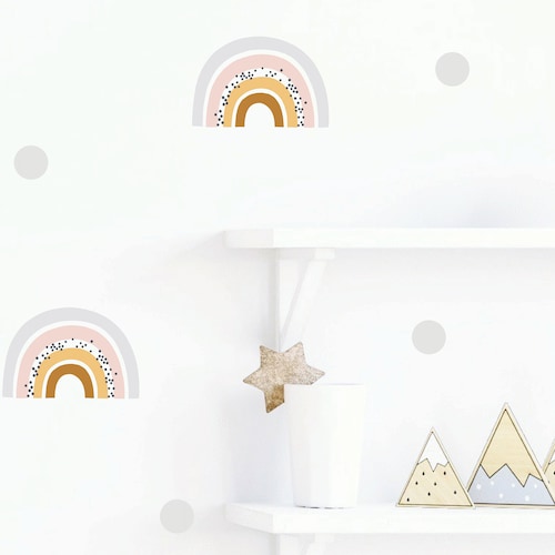 Rainbow Wall Decal Nursery Wall Decal Neutral Watercolor Etsy