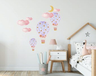 Hot air balloon Nursery wall decal for Baby girl room decor