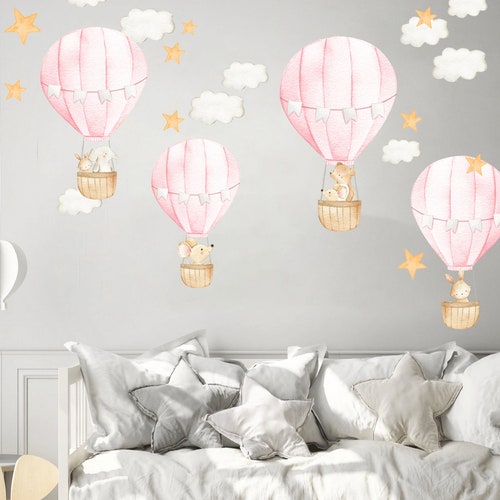 Hot Air Balloon Nursery Wall Decal Wall Stickers Watercolor Etsy