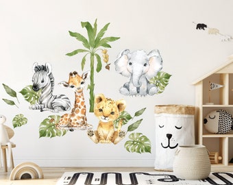 Animal Wall Sticker for Rooms Bedroom Decorations Wallpaper Mural Home Art Decals Cartoon Lion Koala Panda Kangaroo Tortoise Bear Combination Stickers 6Sheets 