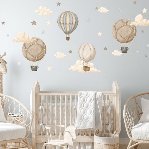 Hot Air Balloon Nursery Wall Decal Watercolor Hot Air Etsy