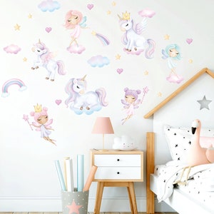 Fairy Nursery Wall Decal, Unicorn Wall Sticker, Princess Wall Decor ...