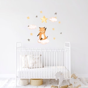 Nursery wall decal, Balloon watercolor animals,  Fabric wall decal, Nursery wall sticker Kids room