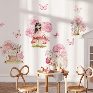 Fairy Nursery Wall Decal Princess wall sticker Flower wall decor Girls Room Wall Art