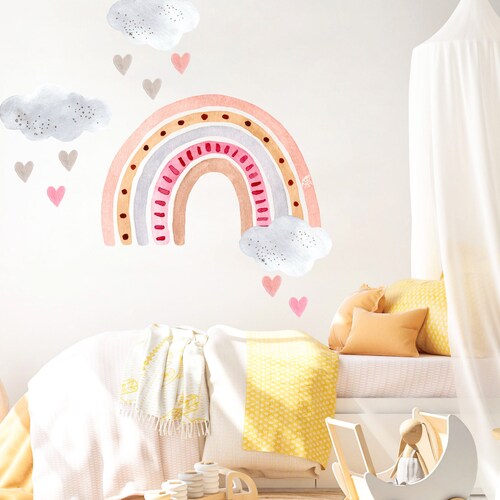 Rainbow Wall Decal Nursery Wall Decal Watercolor Rainbow Etsy