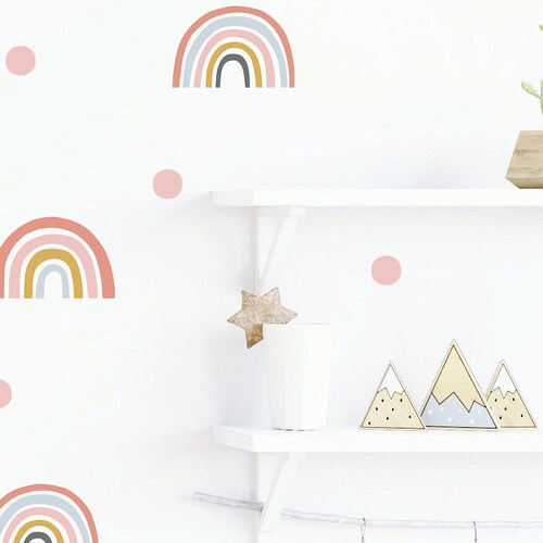 Rainbow Wall Decal Nursery Wall Decal Neutral Watercolor Etsy