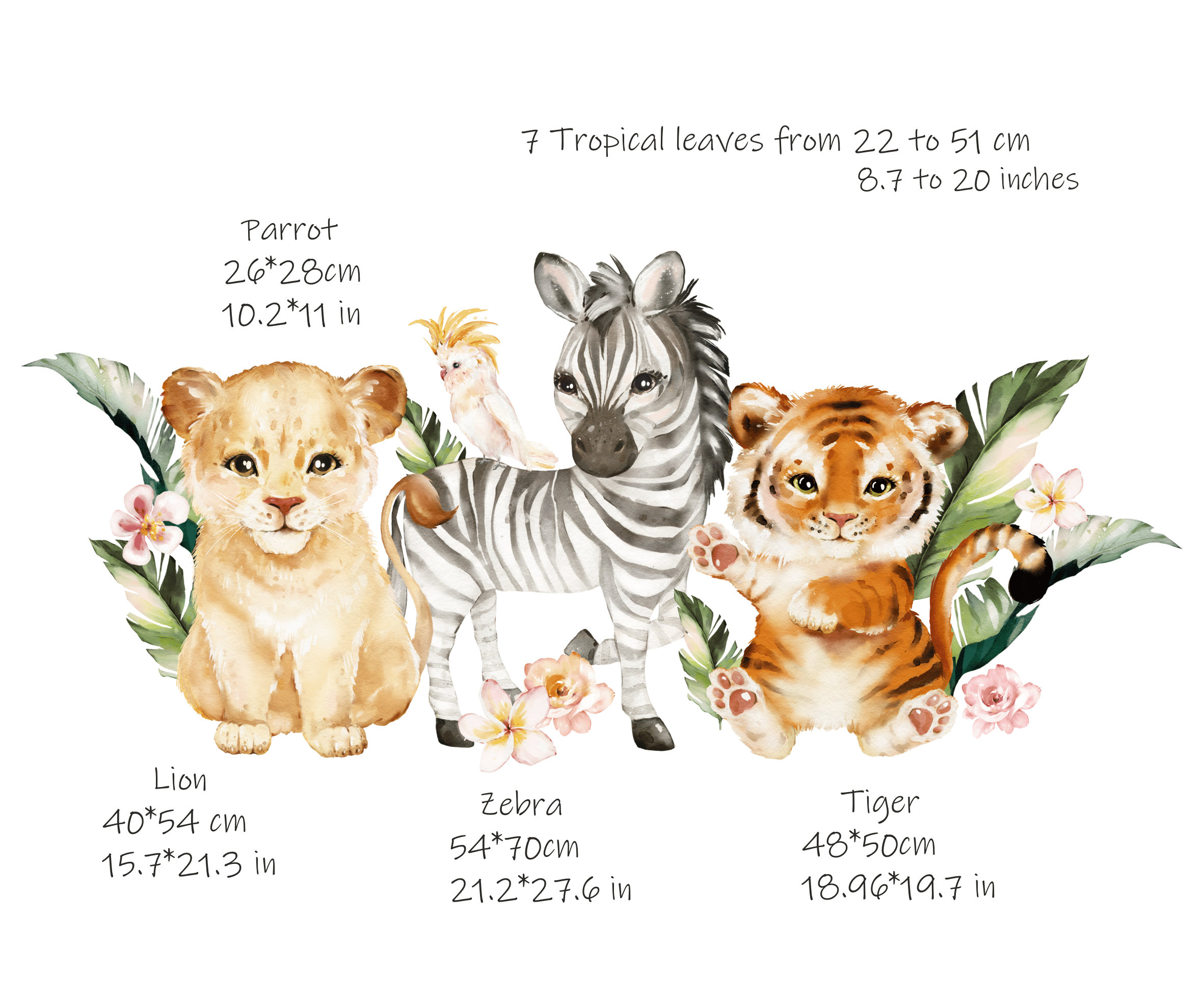 Safari Animals Nursery Wall Decal Jungle Animals Stickers - Etsy