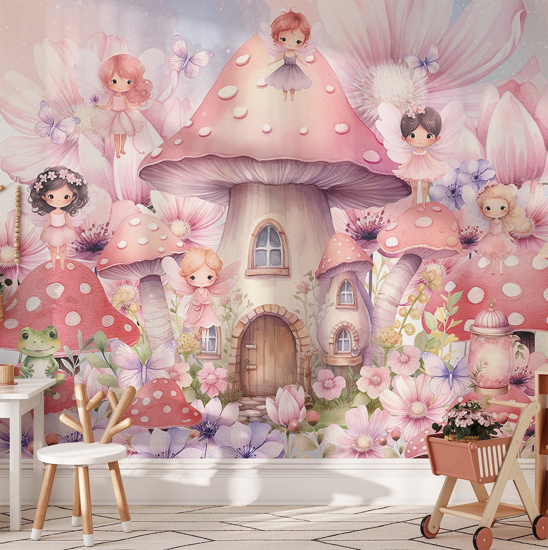 Fairy Castle Nursery Wallpaper Fairytale Forest Peel and Stick Girls Room  Wall Decor Fairy Door Floral Wallpaper - Etsy Israel, image size:1080x1084