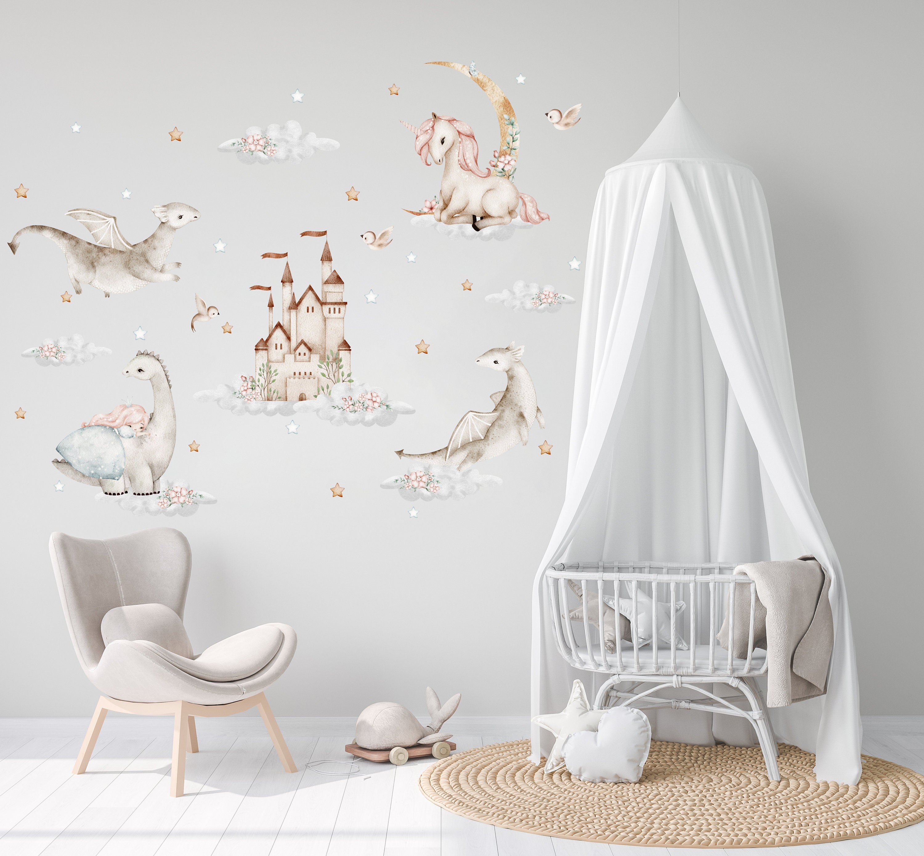 Fairy Nursery Wall Decal, Unicorn Wall Sticker, Princess Wall Decor ...