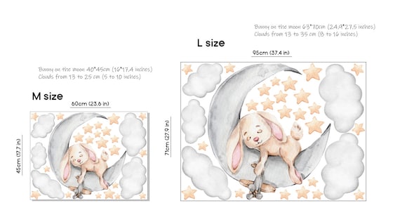 WandSticker4U®- stickers muraux enfants LAPIN SUR LA LUNE (58x48