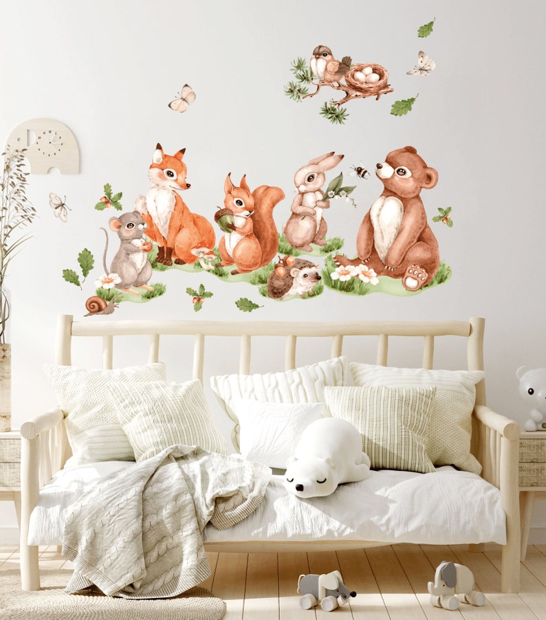 Forest Animals Wall Decal Nursery Wall Decal Woodland Etsy