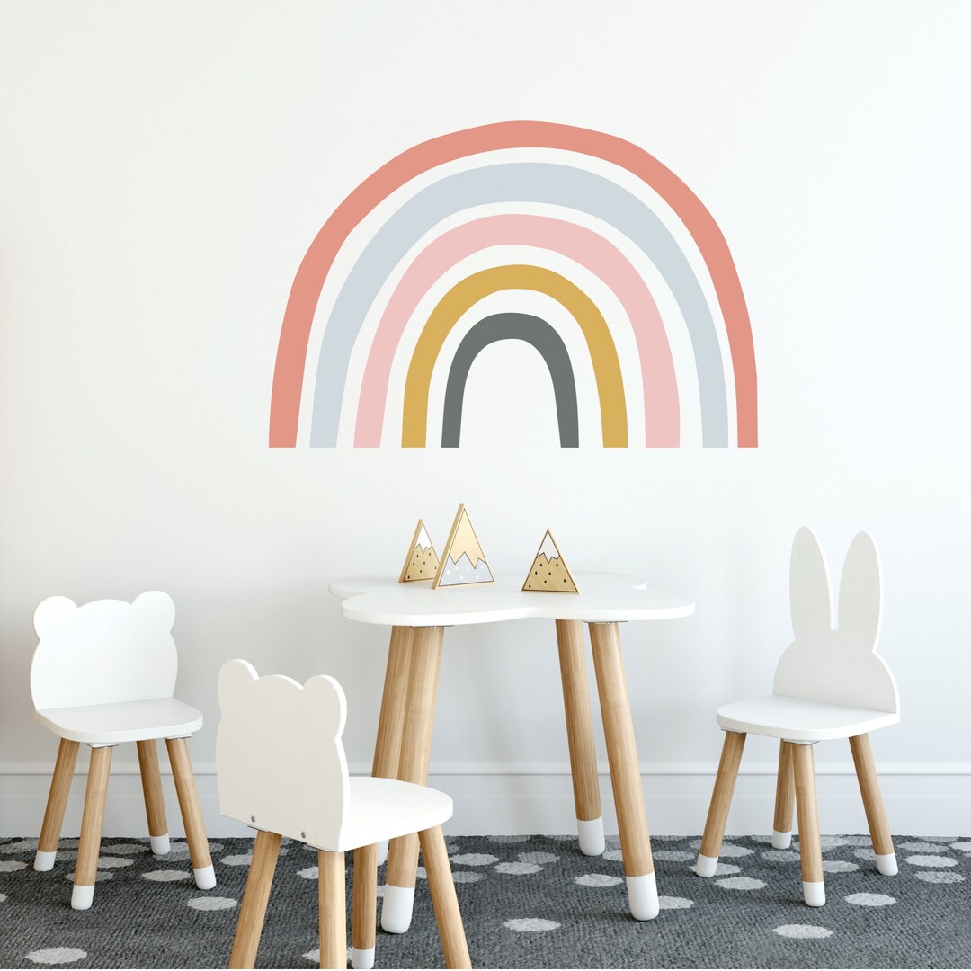 Rainbow Wall Decal, Nursery Wall Decal, Large Multi Colored Watercolor ...