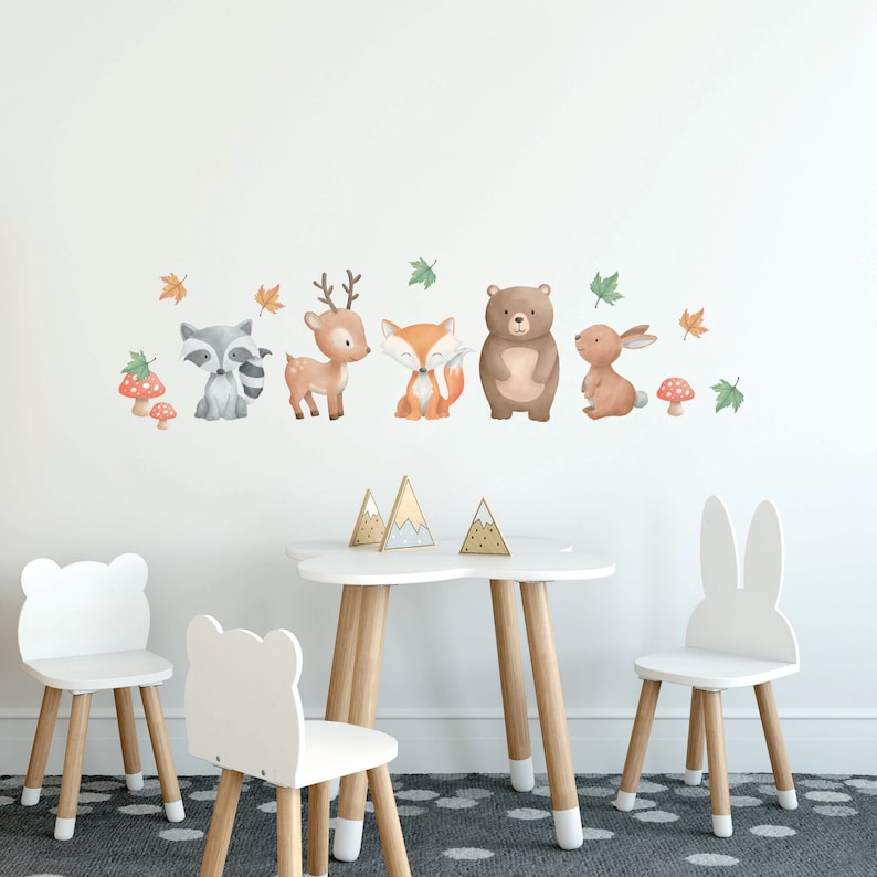 Forest Animals Nursery Wall Decal Sticker Woodland Animals Etsy Ireland