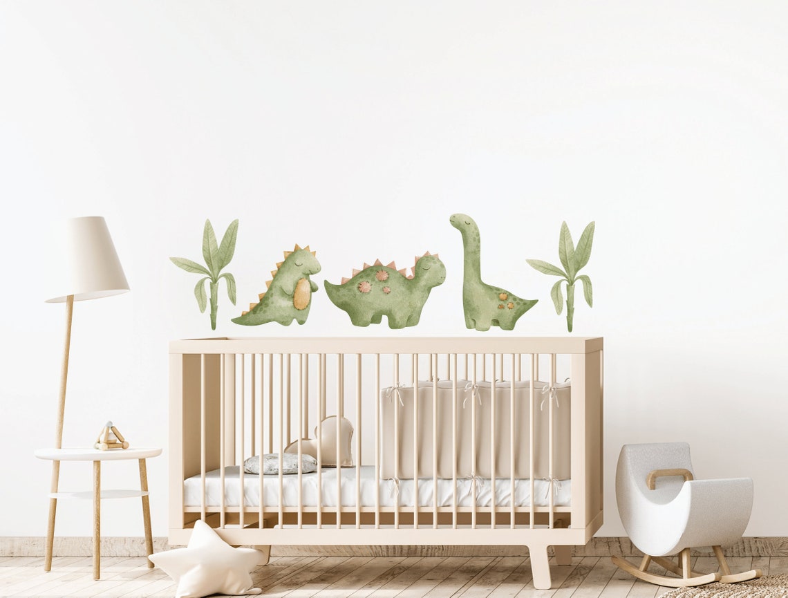 Dinosaur Wall Decal, Nursery Wall Decal, Watercolor Dinosaur Wall ...