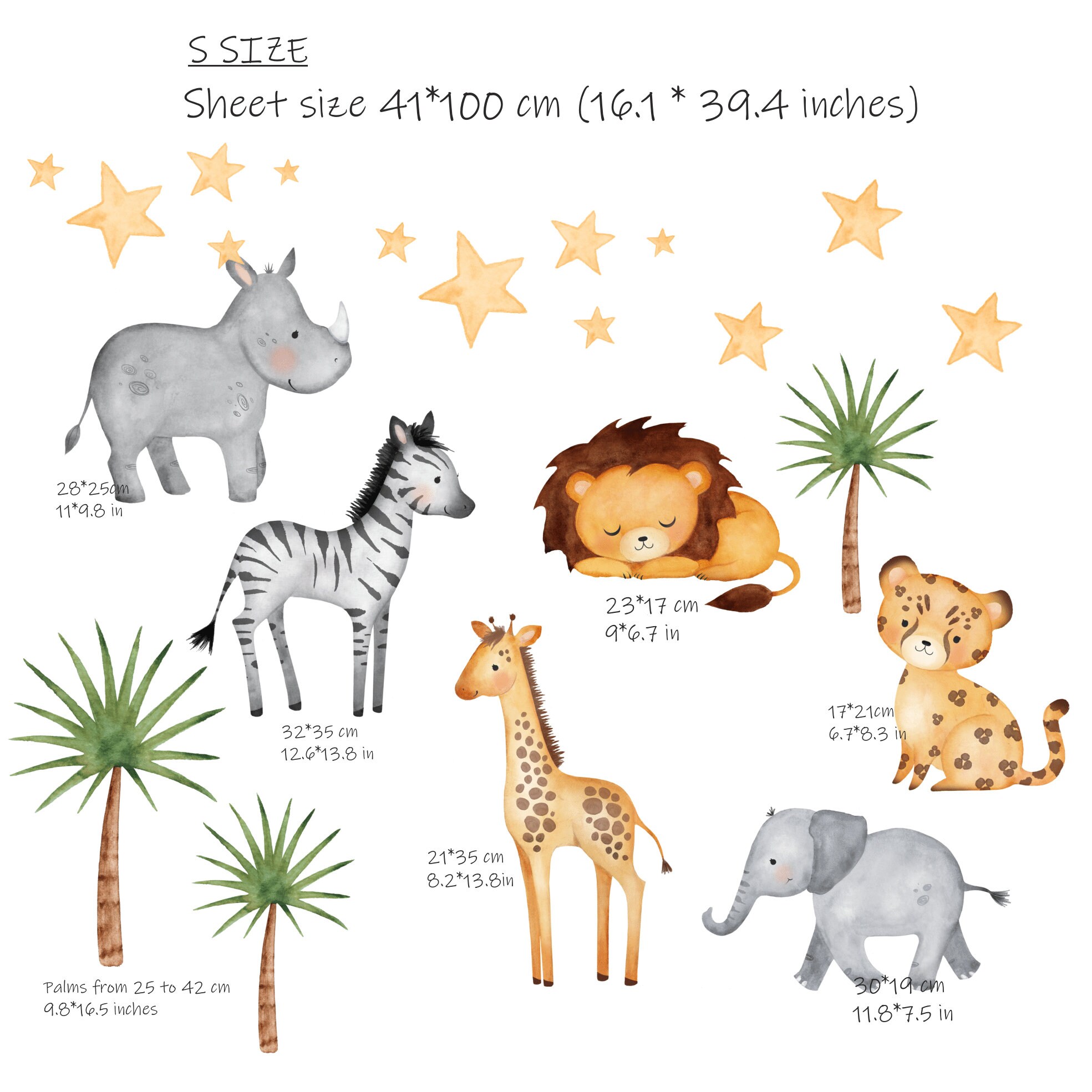 Safari Animals Nursery Wall Decal Jungle Animals Wall - Etsy