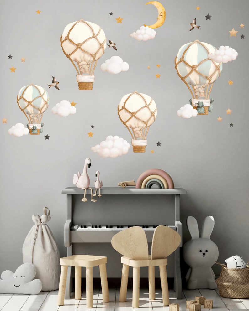 Hot Air Balloon Nursery Wall Decal, Watercolor Hot Air Balloons Wall ...