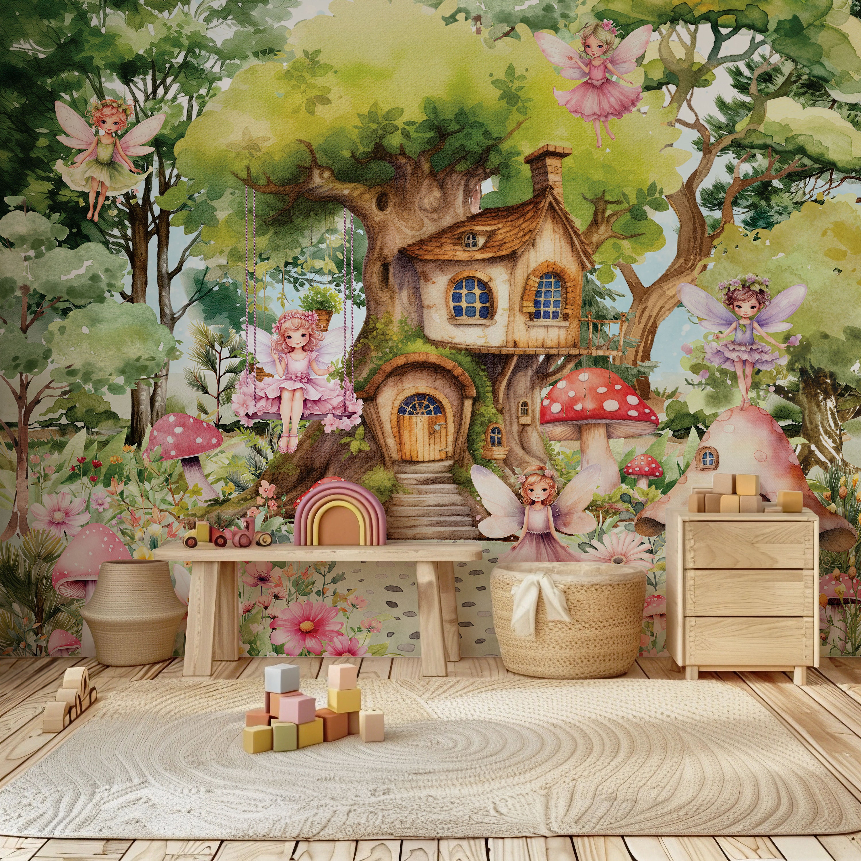 A.Monamour Tapisseries Champignons Lumineux Magiques dans La Forêt Enchantée Fantaisie De Conte De Fées d'art Textile Tissu Tenture Murale Tapisserie Décorations Murales Rideaux Couvertures De Lit