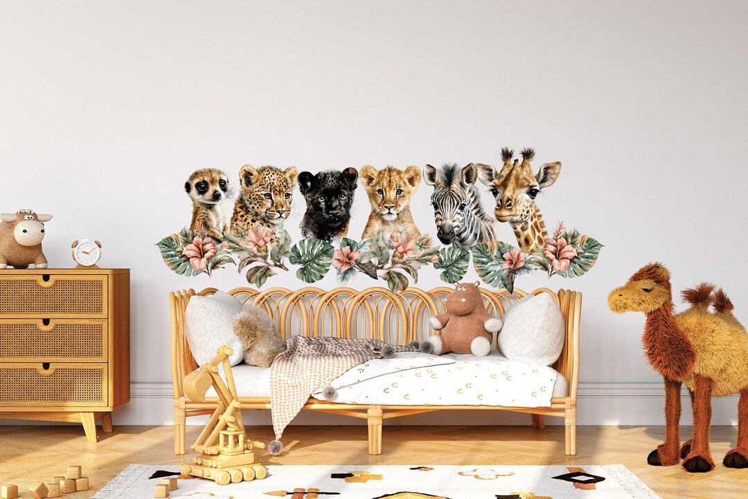 Safari Animals Wall Decal, Nursery Wall Decal, Jungle Animals, Tropical