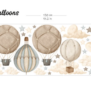 Ocean Nursery wall decal, Under the Sea sticker, Watercolor whale, Hot air Balloons, Castle wall decal, Kids room decor Hot air balloons
