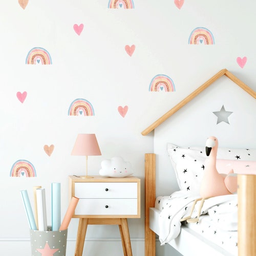 Rainbow Wall Decal Nursery Wall Decal Watercolor Rainbow Etsy