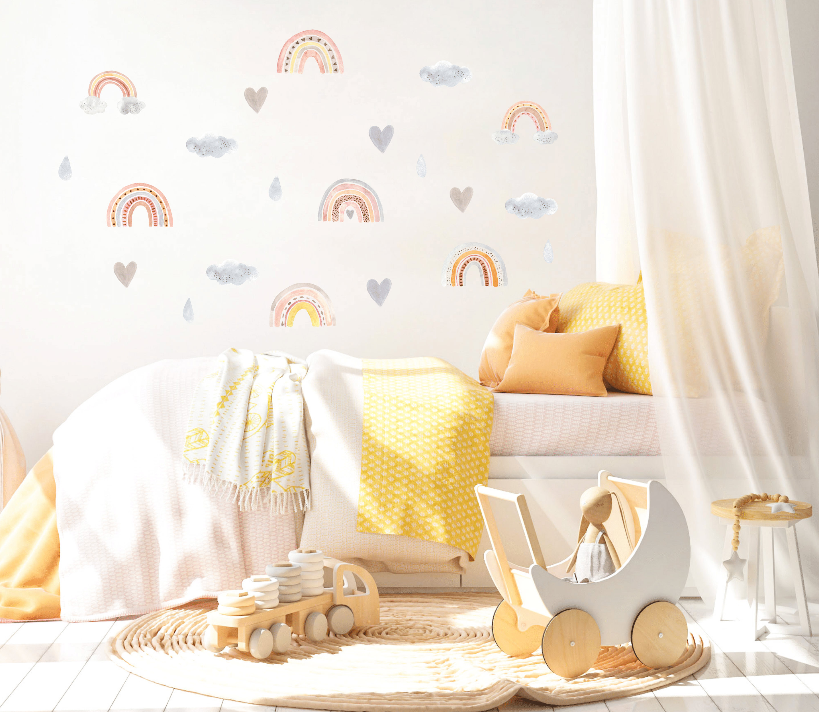 Rainbow Wall Decal, Nursery Wall Decal, Multi Colored Watercolor ...