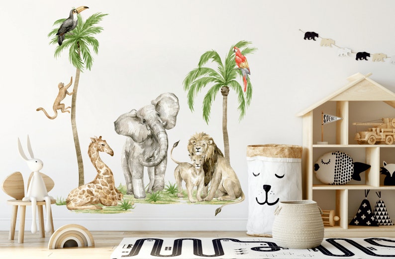 Safari Animals Wall Decal Nursery Wall Decal Jungle Animals Etsy