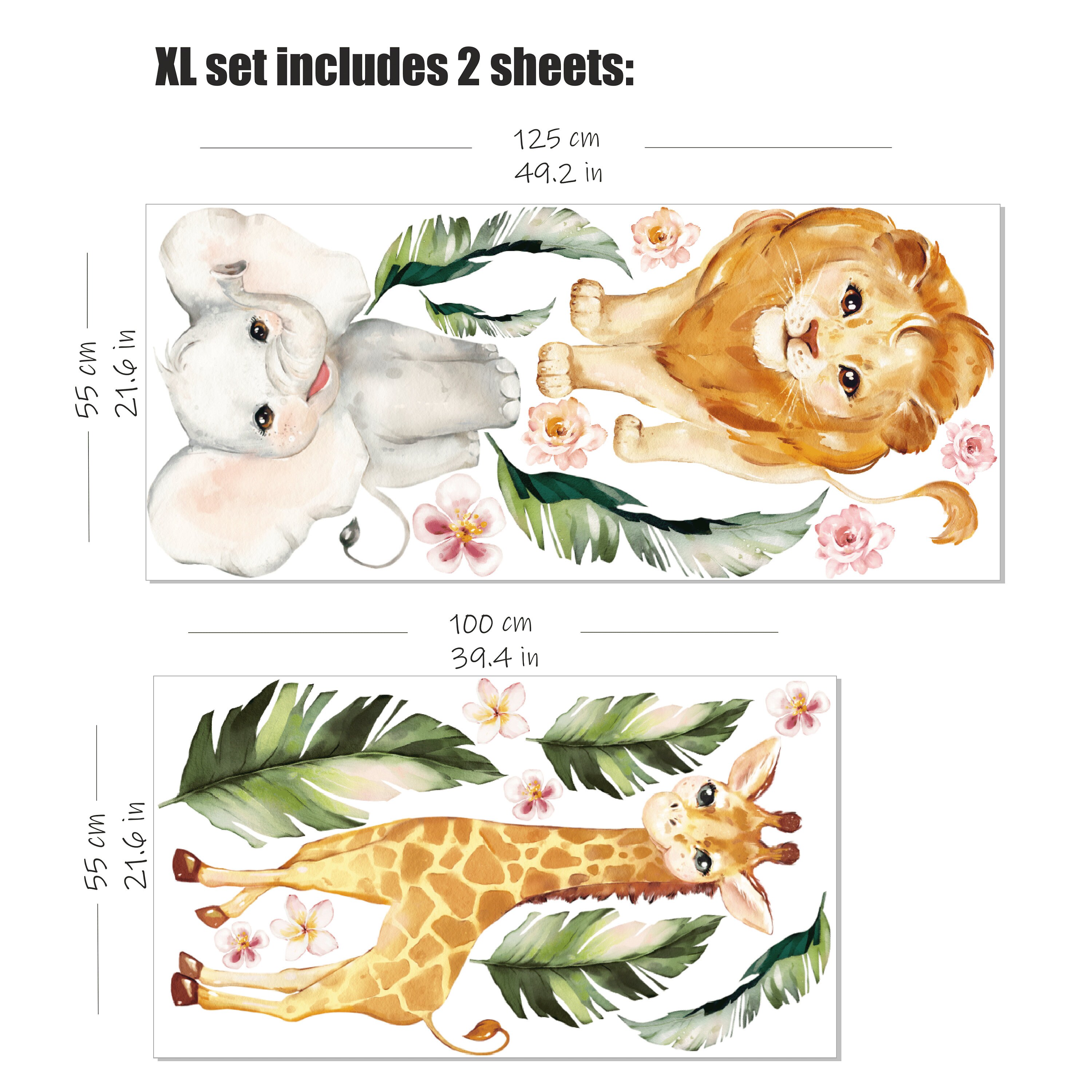 Safari Animals Nursery Wall Decal Jungle Animals Stickers Etsy