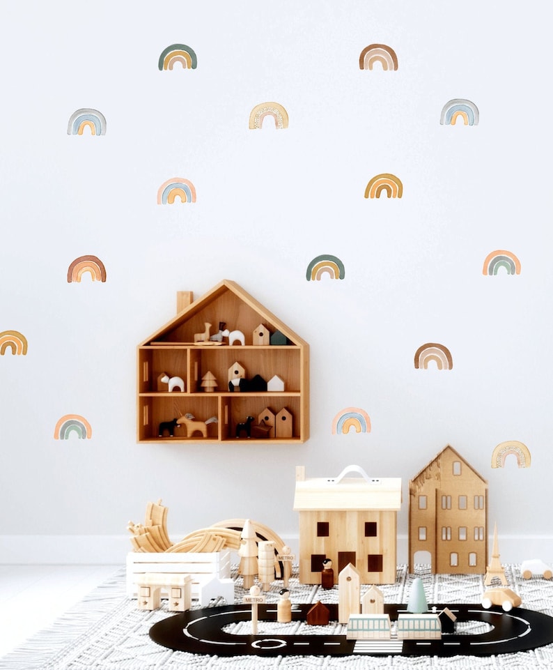 Rainbow Wall Decal Nursery Wall Decal Watercolor Rainbow Etsy