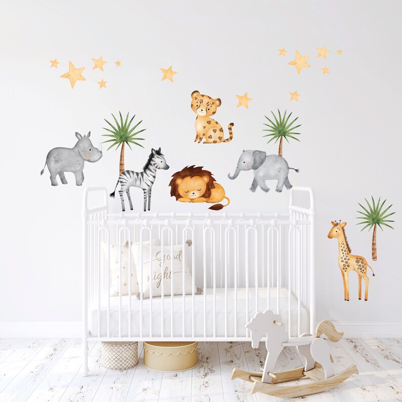 Safari Animals Nursery Wall Decal Jungle Animals Wall Etsy