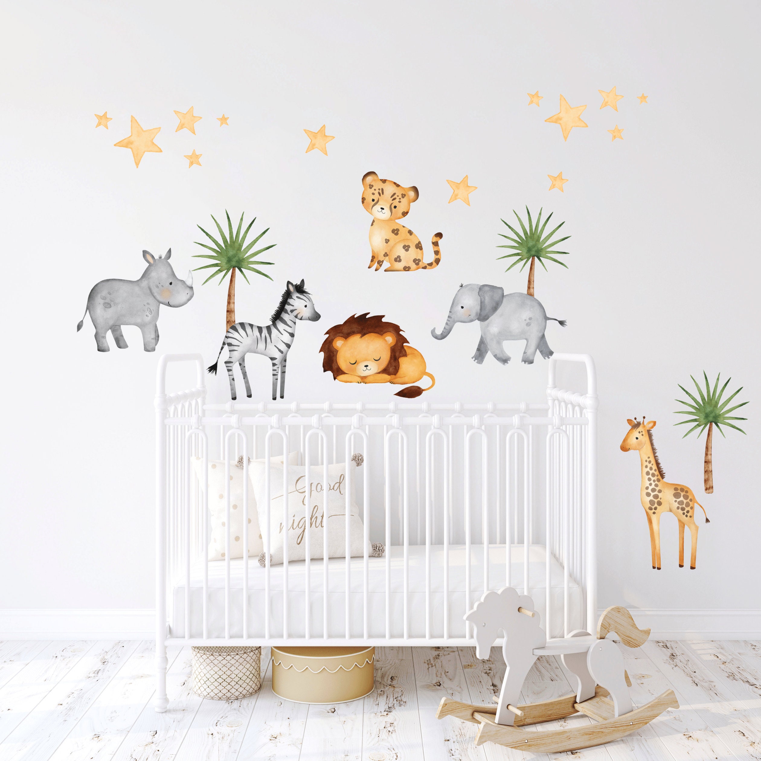 Safari Animals Nursery Wall Decal Jungle Animals Wall - Etsy