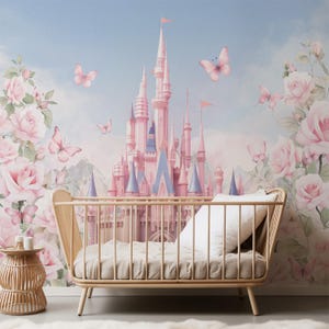 Princess and Castle Nursery Wallpaper Magic Kingdom Fairytale Peel and ...