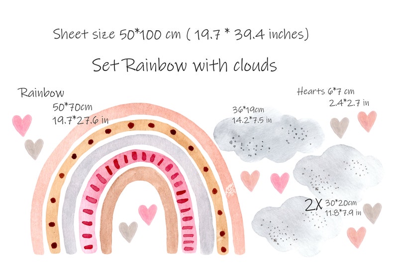 Rainbow Wall Decal Nursery Wall Decal Large Rainbow Decal Etsy