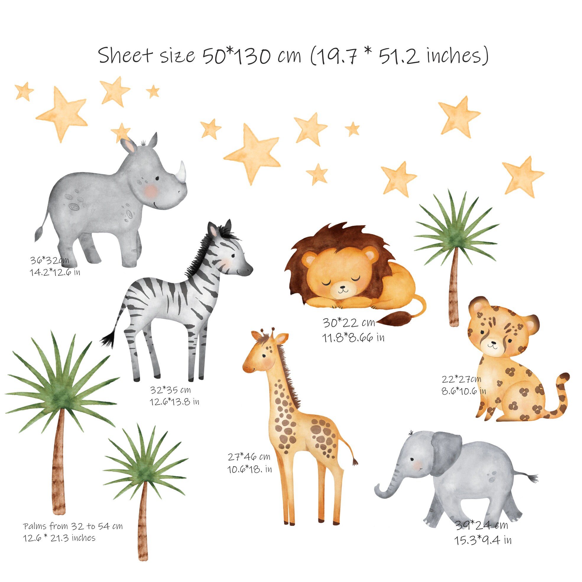 Safari Animals Nursery Wall Decal Jungle Animals Wall - Etsy