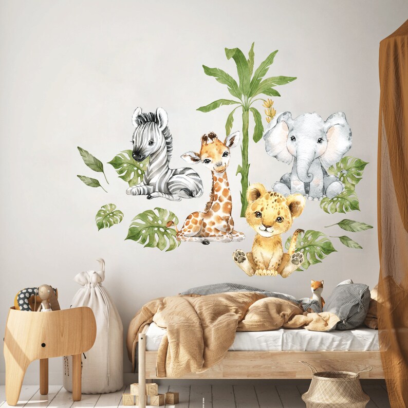 Safari Animals Wall Decal, Nursery Wall Decal, Jungle Animals, Lion ...